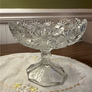 Vintage US Glass 4" Shoshone Clear Open Stemmed Jelly Dish Pressed Glass EAPG